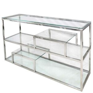 Rubin Möbel Design Raumteiler Regal aus Glas und Edelstahl 140 cm breit