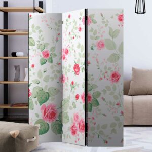 4Home Spanische Wand in Weiß Rosa Grün Rosen Motiv