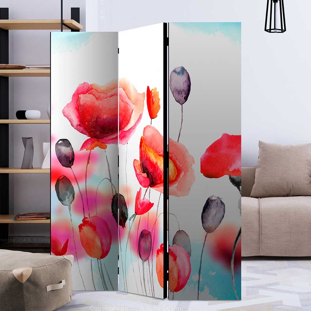 4Home Spanische Wand in Bunt Mohnblumen Motiv