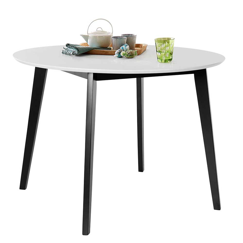 Möbel4Life Kleiner Esszimmer Tisch in Weiß und Schwarz runder Tischplatte