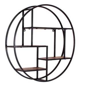 Möbel Exclusive Rundes Hängeregal aus Massivholz und Metall Loft Design