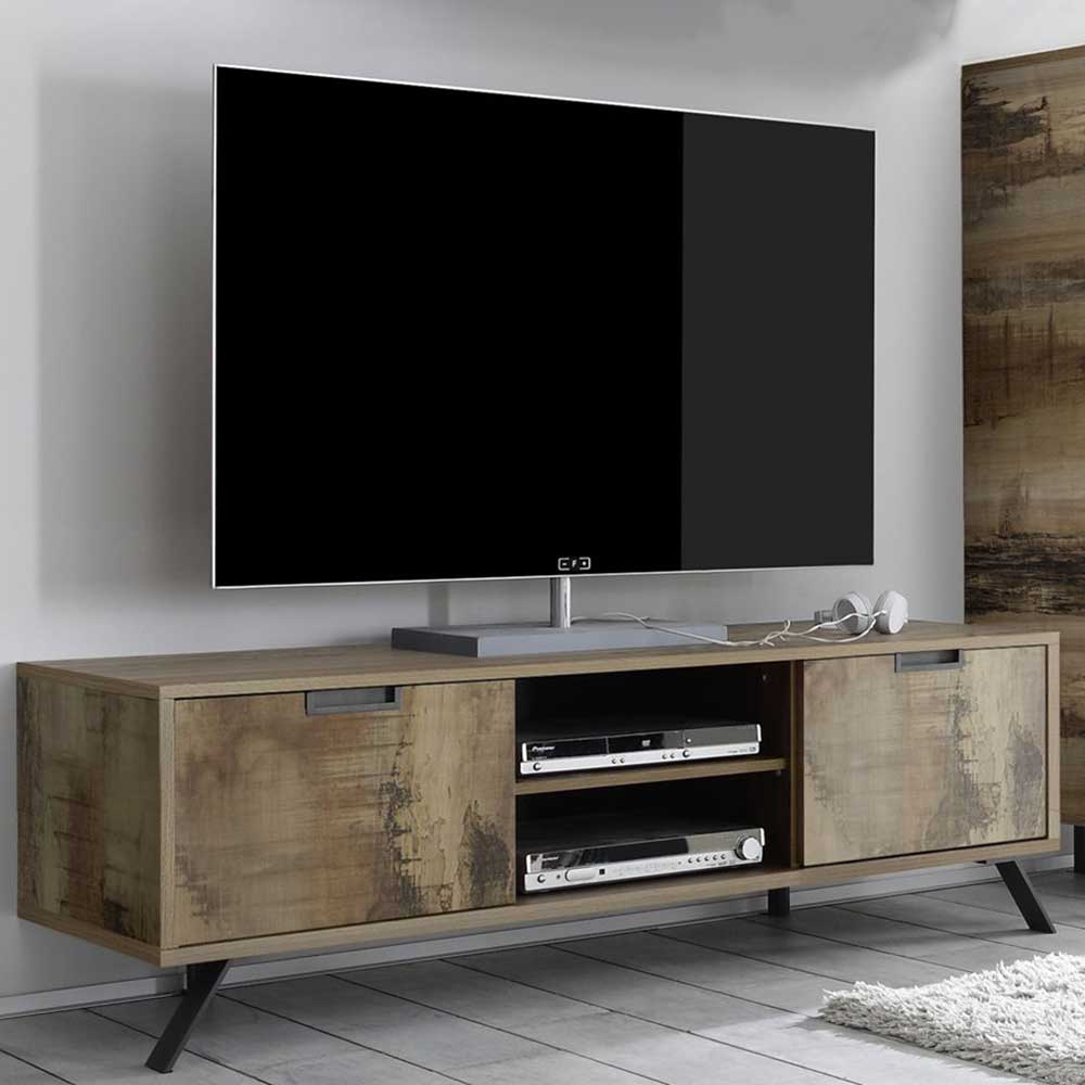 Homedreams TV Lowboard im Industriedesign Altholz Optik und Anthrazit