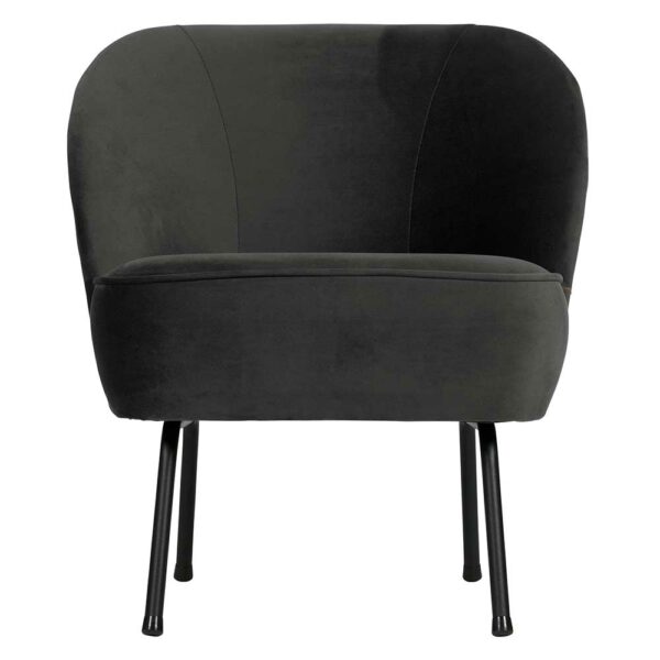 Basilicana Retro Lounge Sessel in Schwarz Samt 4-Fuß Gestell aus Metall