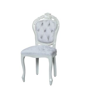 Basilicana Design Stuhl in Weiß Samt Barockstil
