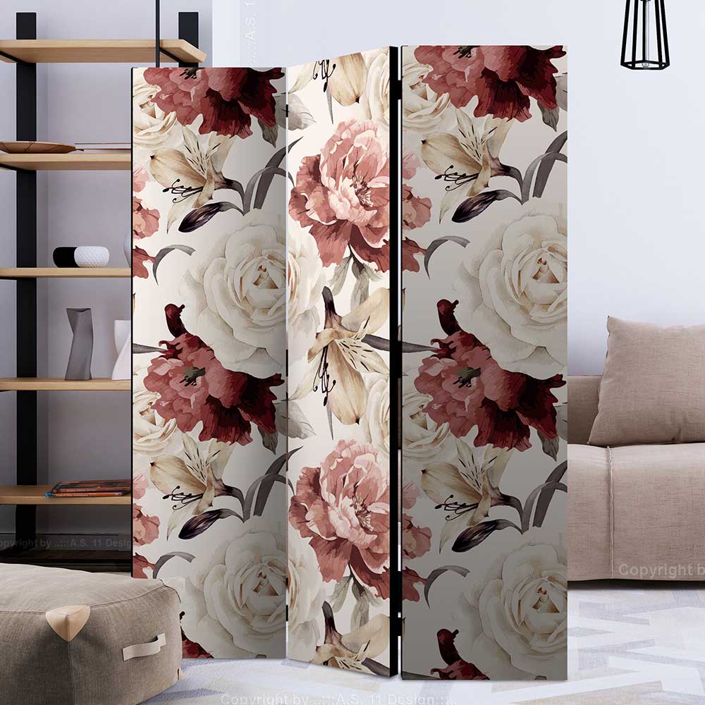 4Home Umkleide Sichtschutz blickdichte Leinwand Füllung Rosen Motiv