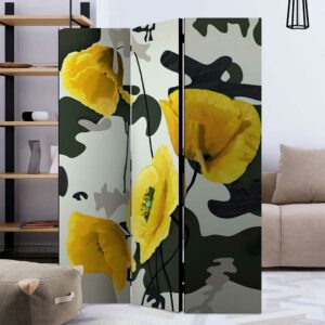 4Home Moderner Raumteiler mit Mohnblumen Motiv 3 oder 5 Elemente