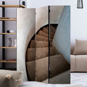 4Home Zimmer Raumteiler in Grau und Braun Treppen Motiv
