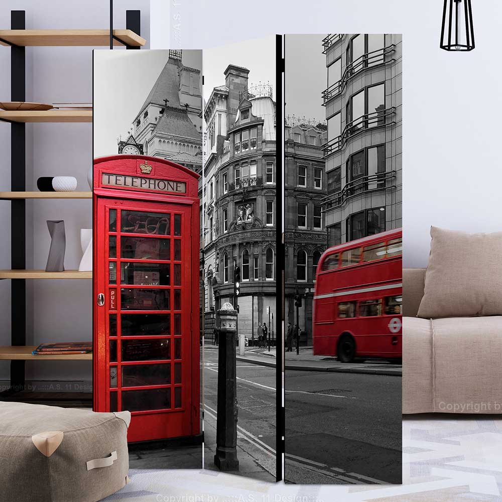 4Home Spanische Wand in Rot und Grau LONDON Motiv