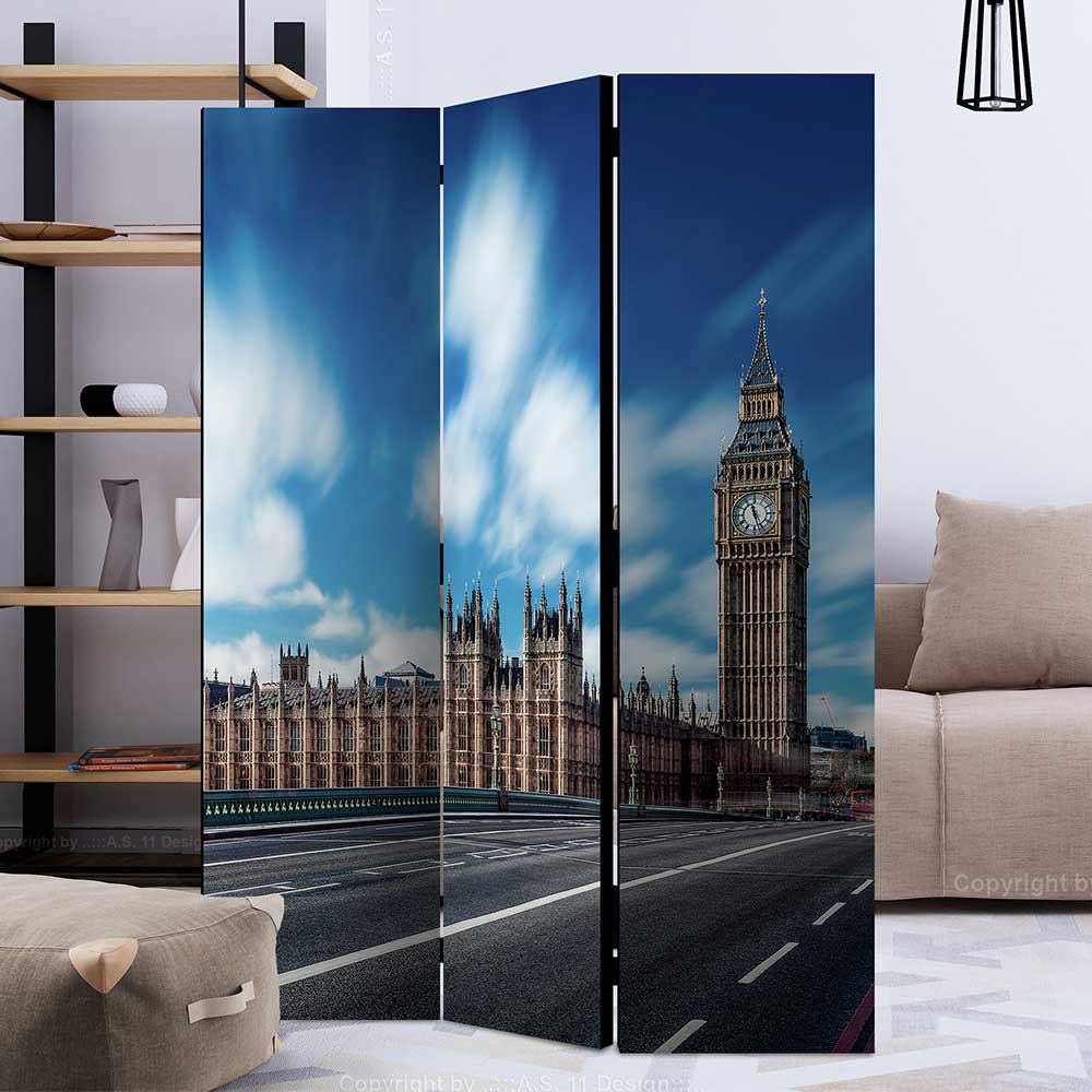 4Home Leinwand Raumtrenner in Blau und Grau LONDON Ansicht