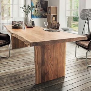Life Meubles Massivholztisch mit Baumkante rustikal