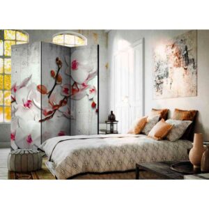 4Home Paravent mit Leinwand Füllung Orchideen Motiv