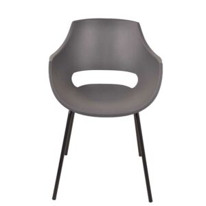 Möbel Exclusive Kunststoff Esstisch Stühle in Grau und Schwarz Armlehnen (2er Set)