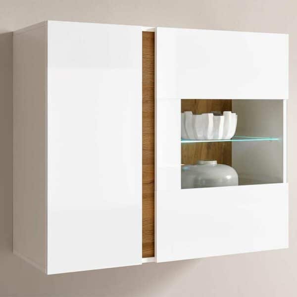 Brandolf Wohnzimmer Wandvitrine in Weiß und Wildeiche Optik Skandi Design