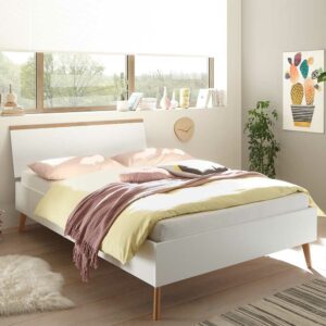 Brandolf Doppel Bett in Weiß und Eichefarben 140x200 cm