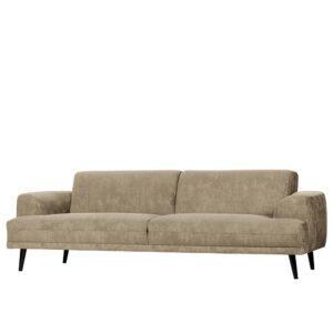 Basilicana Couch in Beige Samt Armlehnen