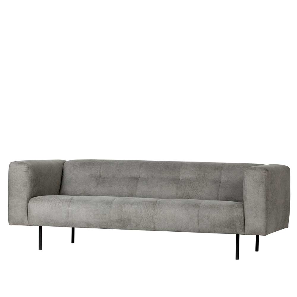 Basilicana Wohnzimmer Couch in Hellgrau Microfaser Armlehnen