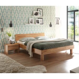 TopDesign Doppelbett aus Kernbuche Massivholz 2 Nachtkommoden (dreiteilig)