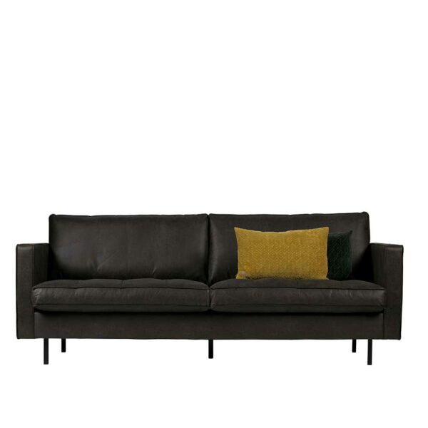 Basilicana Sitzsofa in Schwarz Recyclingleder 230 cm breit