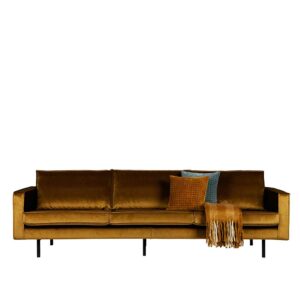 Basilicana Samt Sofa in Honigfarben Retrostil