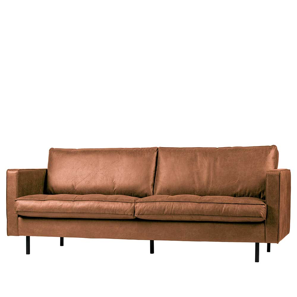 Basilicana Wohnzimmer Sofa in Cognac Braun Recyclingleder 230 cm breit