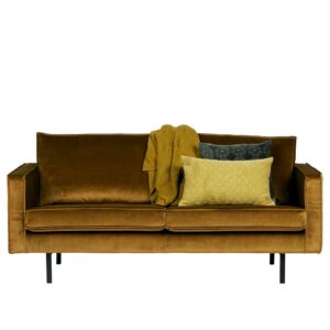 Basilicana Zweisitzer Sofa im Retrostil Samt in Honigfarben