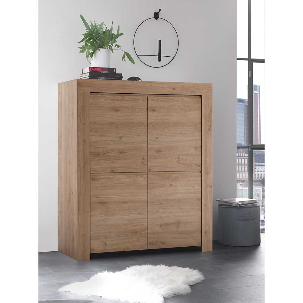 Homedreams Türen Highboard in Eichefarben 110 cm breit