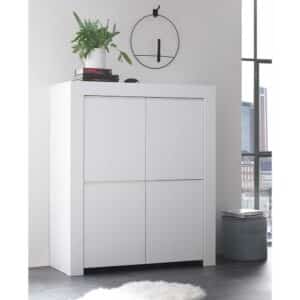 Homedreams Highboard in Weiß lackiert 140 cm hoch