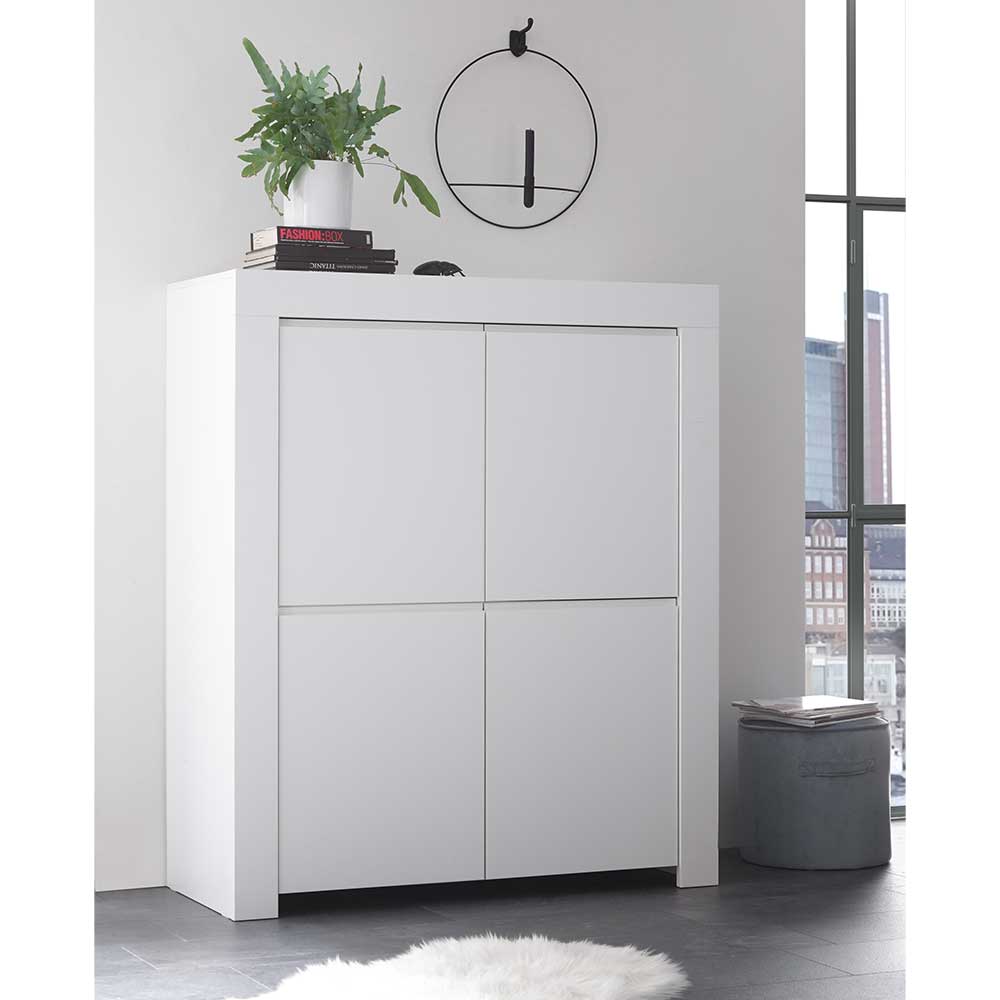 Homedreams Highboard in Weiß lackiert 140 cm hoch