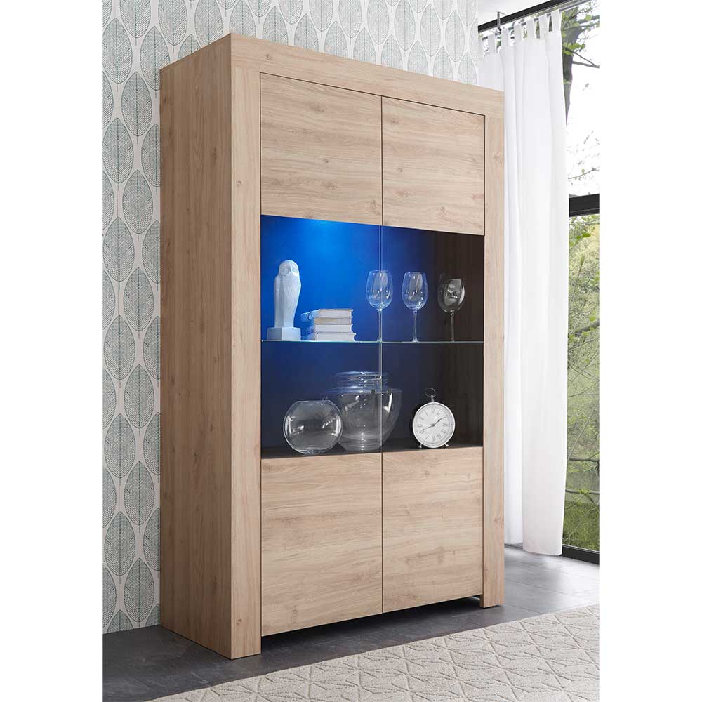 Homedreams Esszimmervitrine in Eichefarben und Anthrazit 110 cm breit