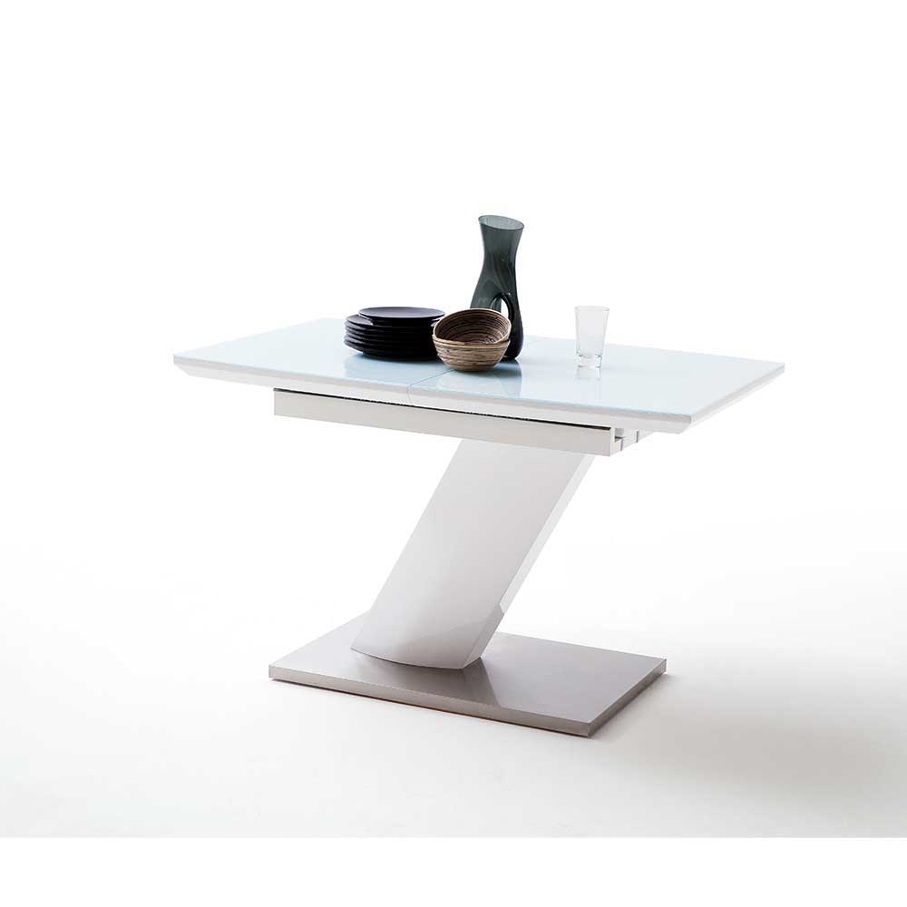 TopDesign Design Esstisch mit Säulengestell Weiß Hochglanz