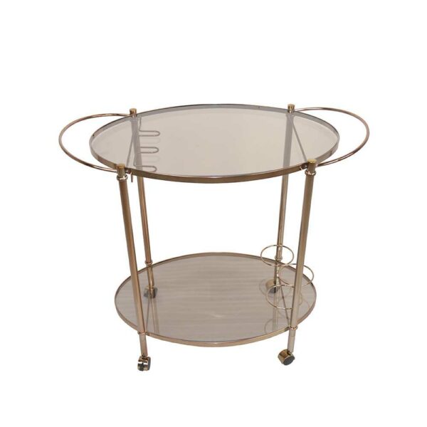 Möbel4Life Servierwagen in Bronzefarben Metall Glas