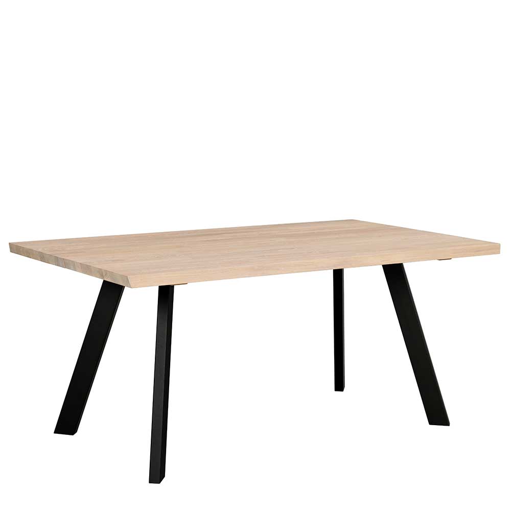 TopDesign Esszimmer Tisch in Holz White Wash und Schwarz Industry Stil