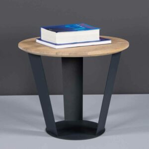 Möbel4Life Skandi Stil Beistelltisch mit Massivholzplatte Eiche Bianco & Anthrazit