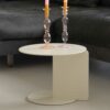 Möbel4Life Runder Wohnzimmer Tisch aus Stahl Cremefarben