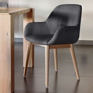 4Home Boucle Esszimmer Stühle mit Armlehnen Skandi Design (4er Set)