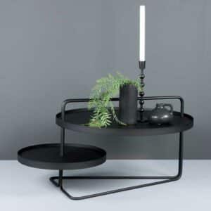 Möbel4Life Stahl Wohnzimmertisch in Schwarz runden Tischplatten