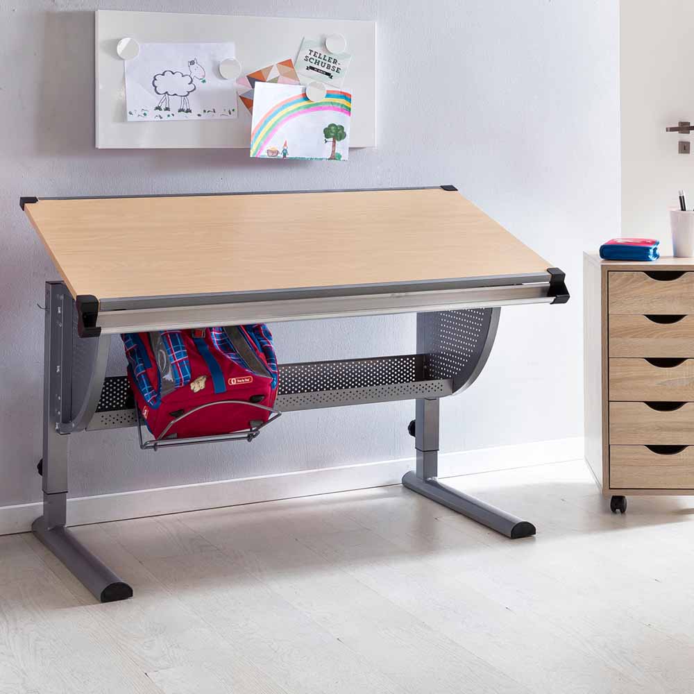 Möbel4Life Schulkinder Schreibtisch höhenverstellbar Tischplatte neigbar