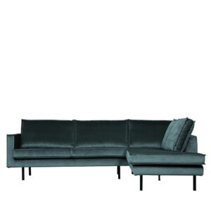 Basilicana L Sofa in Petrol Samt Retrostil