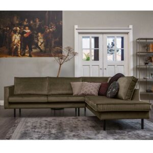 Basilicana L Couch in Taupe Samt Retro Look