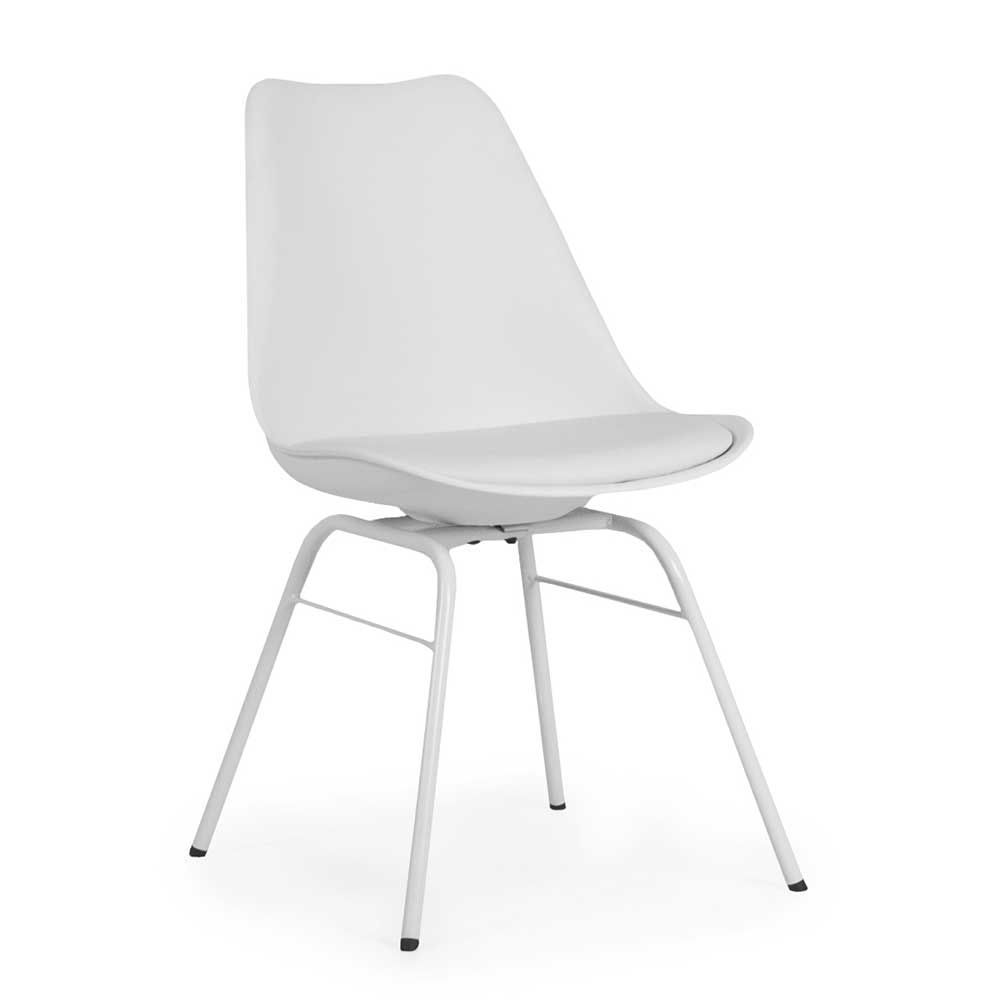 Doncosmo Esszimmer Stühle in Weiß Kunststoff Metallgestell (4er Set)