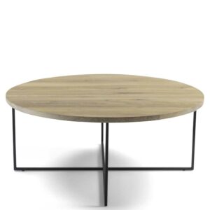 Homedreams Sofa Tisch aus Eiche Massivholz und Stahl rund