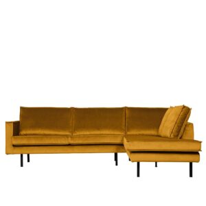 Basilicana Sofaecke in Ocker Samt Retro Style