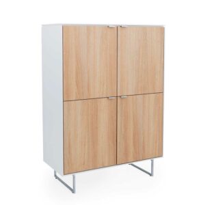 Doncosmo Wohnzimmer Highboard in Weiß und Eichefarben Skandi Design