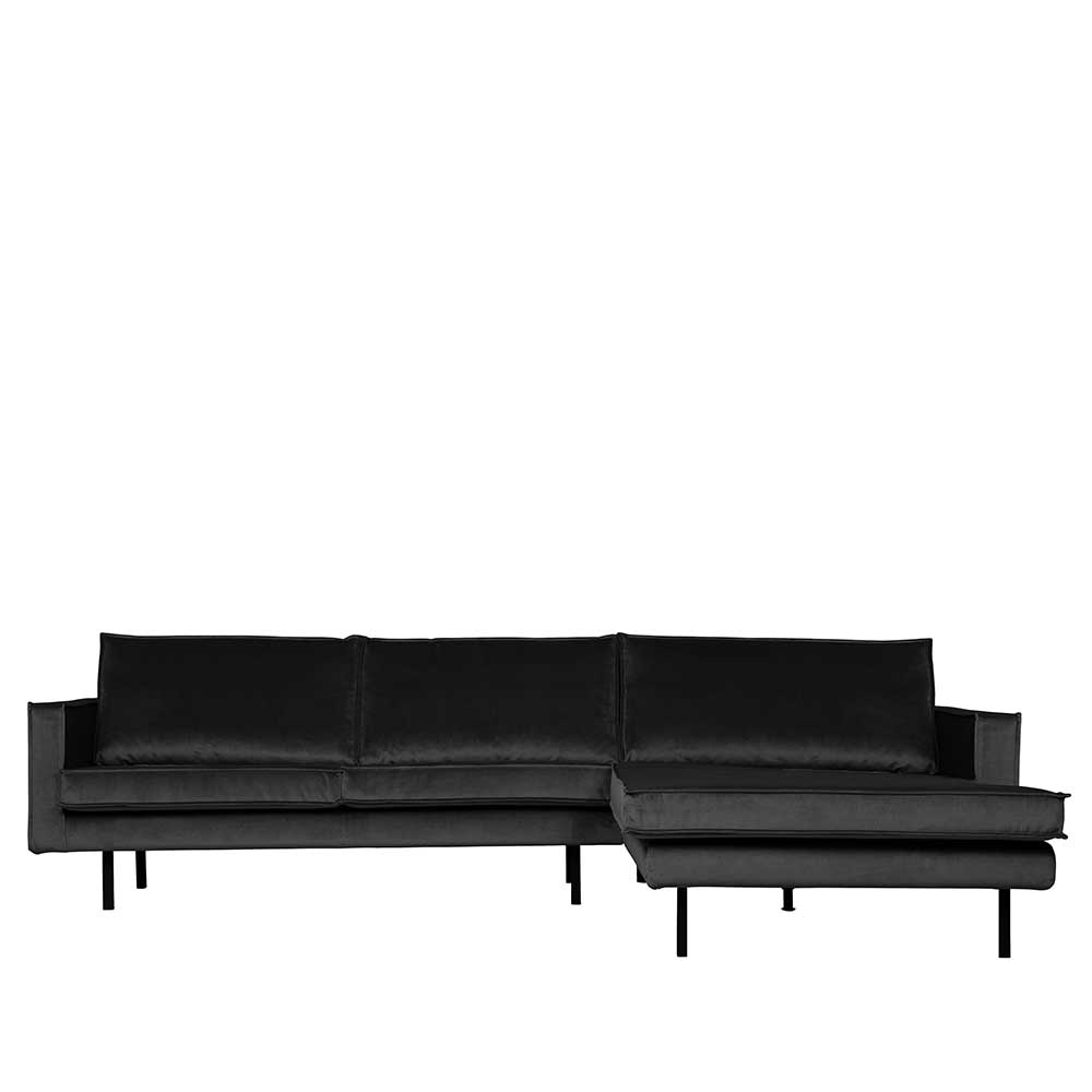 Basilicana Samt Ecksofa in Anthrazit 300 cm breit