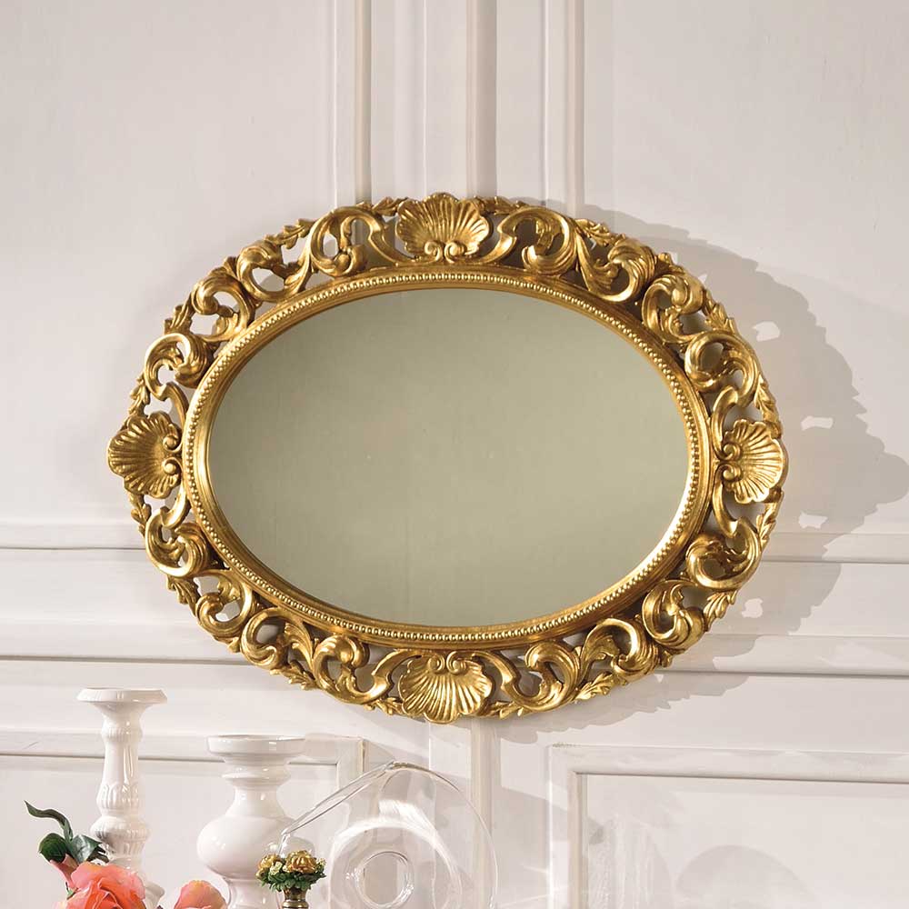 Basilicana Design Spiegel in Goldfarben ovale Form
