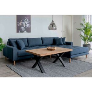 4Home Wohnzimmer Couch in Dunkelblau Webstoff 290 cm breit