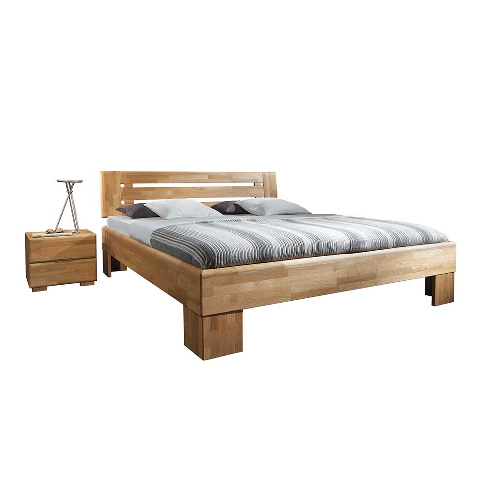 BestLivingHome Doppelbett Set aus Wildeiche Massivholz honigfarben geölt (dreiteilig)