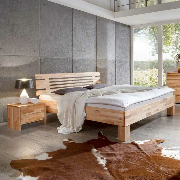 BestLivingHome Einzelbett aus Kernbuche Massivholz modern (zweiteilig)