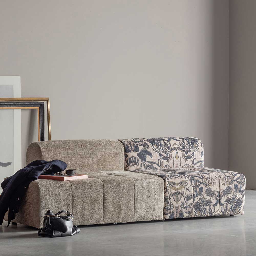 Basilicana Kombi Sofa in Creme & mehrfarbig mit (zweiteilig)