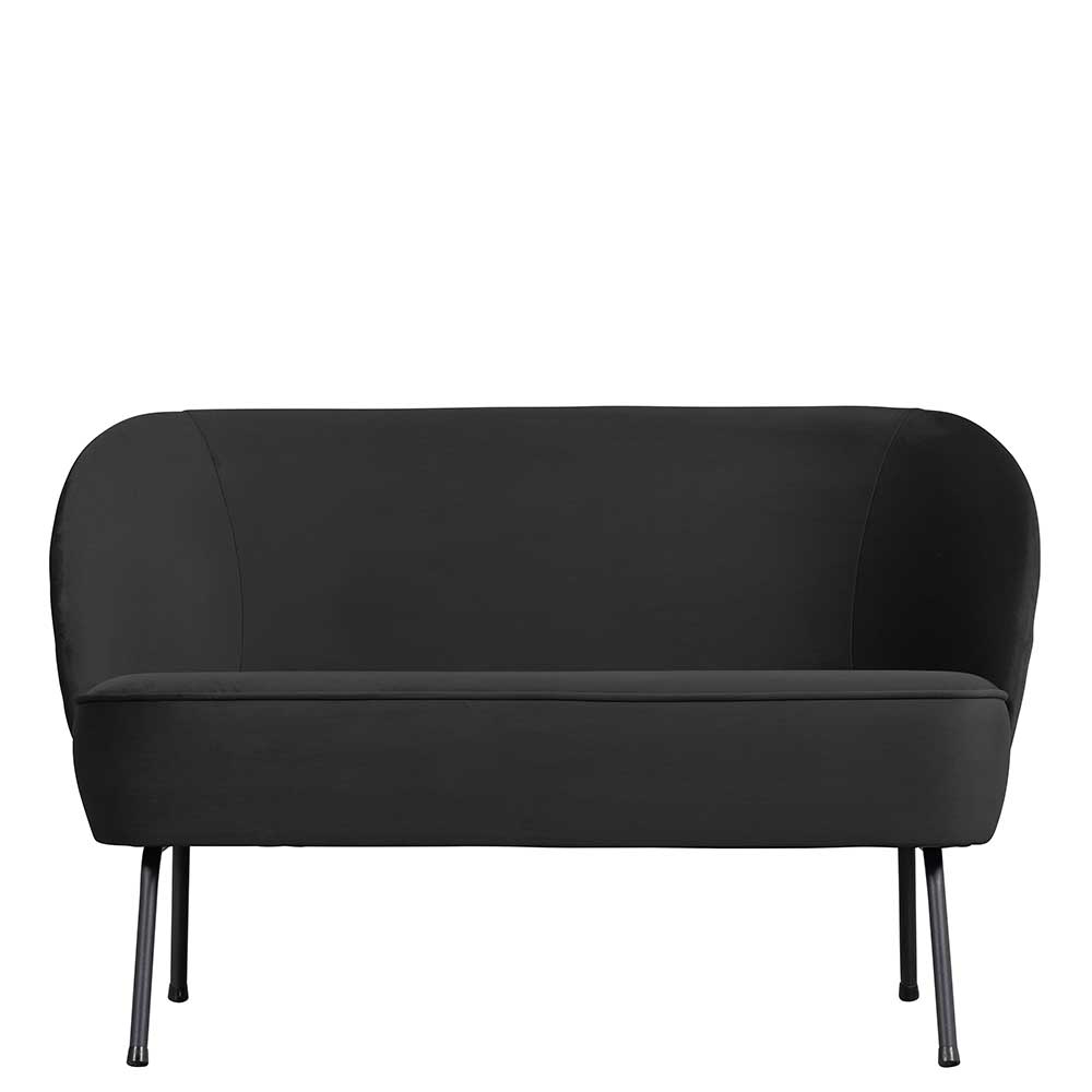 Basilicana Schwarze Couch aus Samt Vierfußgestell aus Metall
